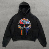 Coverwin American Vintage Aesthetics Pattern Print Loose Hoodies Men Oversized High Street Hip Hop Pullover Sweatshirts Couple Clothing