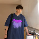 Coverwin Outfit Summer Men's Letter Printed T Shirt Hip Hop Fashion Graffiti Tee Tops New Cotton Short Sleeve Y2K Streetwear Oversized T-shirts