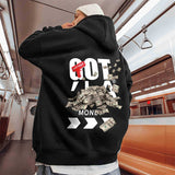 Coverwin Got Money Funny Graphic Fleece Hoodies For Men Harajuku Oversized Casual Hoody Sweatshirts Baggy Hip Hop Y2K Streetwear Hoodie