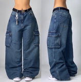 Coverwin Y2K Street Vintage Fashion New Old Washed Baggy Jeans Women Harajuku Hip Hop Popular Leisure Gothic High Waist Wide Leg Pants