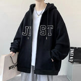 Coverwin American trendy brand retro sweatshirt jacket for men spring and autumn trendy brand loose casual couple hooded cardigan clothes