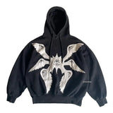 Coverwin Streetwear Gothic Punk Eye Pattern Patchwork Hoodies Women Y2k Top New Retro Loose Long Sleeve Sweatshirt Men and Women Hoodie