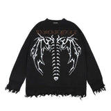 Coverwin High Street American Ins Dark Gothic Style Letter Jacquard Loose Sweater Men and Women Street Y2K Hip-hop Trendy Brand Sweater