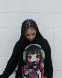 Coverwin Harajuku Cartoon Girl oversized sweatshirt hoodie body armor hoodies women goth y2k tops 2024 new streetwear gothic clothes