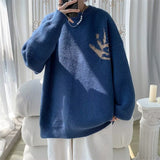 Coverwin Outfit Trendy Korean Street Sweater for Men in Autumn and Winter Klein Blue Round Neck INS Loose Personality Lazy Style Sweater Sweater