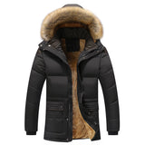Coverwin Winter New Men's Detachable Cotton Jacket, Casual Solid Color Velvet Warm Medium Length Cotton Jacket, Men's Jacket