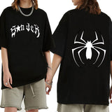 Coverwin Outfit 2024 Summer European American INS Dark Style Spider Print Short-sleeved Tops for Men and Women Y2K Casual Goth Couple T-shirts