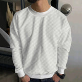 Coverwin Winter New Checkered Pullover Round Neck Botto Men's Coat Fashion Small Check Waffle Youth Round Neck Jacquard Check Hoodie