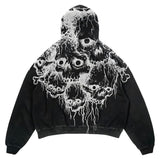 Coverwin-Dark Gothic Hip Hop Trend Casual Printed Oversizeds Pullovers Autumn\winter Comfortable Y2k Sweatshirts New Zip Up Hoodies