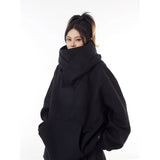 Coverwin 2025 Autumn New Unisex European and American Pile Collar with Plush Hooded Sweatshirt Loose and Casual
