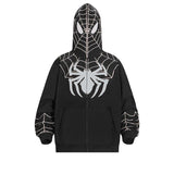 Coverwin Y2k Men Spider Print Hoodies Women Hip Hop Zipper Long Sleeve Jacket Coats Autumn Winter Harajuku Casual Loose Hooded Sweatshirt