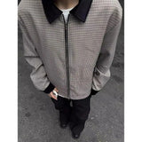 Coverwin Outfit American Retro Color-blocked Houndstooth Short Coat Men Trendy Spring Autumn Y2K High End Handsome Small Fragrant Apel Jacket