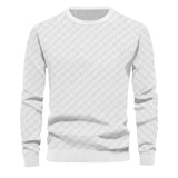 Coverwin Winter New Checkered Pullover Round Neck Botto Men's Coat Fashion Small Check Waffle Youth Round Neck Jacquard Check Hoodie