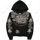 Coverwin High street hip-hop skull letter print casual versatile oversized hoodie for men y2k baggy aesthetic fashion popular sweatshirts