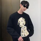 Coverwin Outfit Autumn winter Korean retro niche Dalmatian jacquard sweaters for men and women lazy style Y2K round neck loose couple sweaters