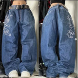 Coverwin American Women Y2K New Street Popular Straight Jeans Men Harajuku Hip Hop Punk Mopping Wide leg Pants Couple Casual Loose Jeans