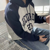 Coverwin Outfit 2024 Color Blocking Korean Style Personalized Pullover Hoodie Men Korean Version Autumn/winter Y2K New Casual Design Letter Top