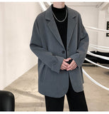 Coverwin Men Winter Outfit British-style Blazers Men Leisure Trendy Loose Suit Jackets Male Retro Daily Ins Streetwear All-match Simple Korean Suit-tops