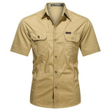 Coverwin New Summer Warrior Shirt Men's Work Clothes Cotton Work Clothes Outdoor Loose Men's Soft Skin Friendly Short Sleeves