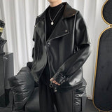 Coverwin Spring and autumn loose leather jackets handsome and trendy autumn and winter new Korean style motorcycle leather jackets for