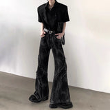 Coverwin American High Street Dark Style Slightly Flared Men'S High Waist Niche Design Jeans High-End Fashion Trend Wide Leg Trousers Men