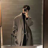 Coverwin Men Winter Outfit Winter Men Thick Woolen Dust Coats Korean Style Streetwear Male Loose Solid Color Warm Trenchcoat High Quality Men's Windbreak