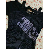 Coverwin-Punk Hot Girl Vintage Letter Print T shirts Women Clothes 90s Gothic Streetwear Hip Hop Casual Sexy Femme Bandage Dark Y2k Tops