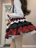 Coverwin-Japanese Kawaii Cute Dress Summer JK Girl Clothes Lolita Suit Goth Long sleeve Shirt Bandage High waist Sexy Punk Women Dresses