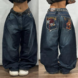 Coverwin-Y2K Street Dress Harajuku Hip-hop Retro Work Jeans  New Gothic High Waist Loose Wide-leg Pants Long Jeans for Men and Women