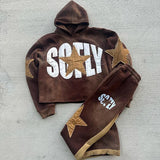 Coverwin Gothic Retro Harajuku Star Embroidered Letter Oversized Hoodie Men's And Women's Y2K American Hip-hop New Trend Sports Hoodie