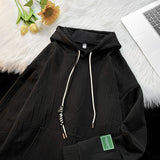 Coverwin Trendy jacquard letter hooded sweatshirts for men and women couples pullover coats plus velvet and thickened autumn and winter