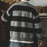 Coverwin Outfit Autumn and Winter Korean Classic Retro Striped Sweater, Lazy High-end Y2K American Loose Large Size Trendy Brand Sweater