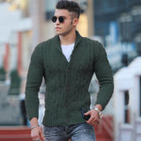 Coverwin Fashion Solid jacquard Knitwear Men Long sleeved V-neck Button knitted cardigan Autumn Winter Slim Fit Tops Sweater Coat Male