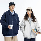 Coverwin Autumn Japanese Casual Zip Jackets For Men New College Letter Embroidered Baseball Uniform Y2K Streetwear Loose Bomber Jacket