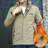 Coverwin Winter New Men's Casual Fleece Jacket, Daily Loose Zipper and Fleece Jacket, Outdoor Cardigan, Hooded Solid Color Cotton Jacket