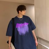 Coverwin Outfit Summer Men's Letter Printed T Shirt Hip Hop Fashion Graffiti Tee Tops New Cotton Short Sleeve Y2K Streetwear Oversized T-shirts