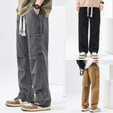 Coverwin Elastic Waist Straight Cargo Pants