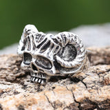 Coverwin New Design Metal Punk Roll Horns Skull Men's Ring Retro Fashion Trend Hip Hop Rock Style Party Popular Jewelry Creative Gift