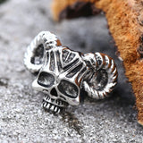 Coverwin New Design Metal Punk Roll Horns Skull Men's Ring Retro Fashion Trend Hip Hop Rock Style Party Popular Jewelry Creative Gift