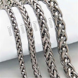 Coverwin 3MM-8MM STAINLESS STEEL TWIST CHAIN NECKLACE FOR MEN Punk Neck Jewelry Accessories Male Thick LONG CHAINS