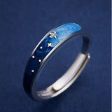 Coverwin New Couple Rings Starry Night Van Gogh Never Fade Couple Rings Sun Moon Women Man Lovers Romantic Promise Art Ring