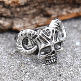 Coverwin New Design Metal Punk Roll Horns Skull Men's Ring Retro Fashion Trend Hip Hop Rock Style Party Popular Jewelry Creative Gift