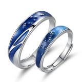 Coverwin New Couple Rings Starry Night Van Gogh Never Fade Couple Rings Sun Moon Women Man Lovers Romantic Promise Art Ring