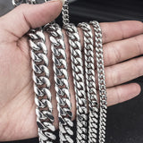 Coverwin 8MM-14MM Stainless Steel Cuban Chain Necklace For Men Jewelry Male Neck Punk Accessory