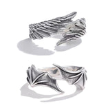 Coverwin Retro Angel Demon Wing Couples Rings Fashion Men Women Jewelry Vintage Ancient Silver Color Punk Hip Hop Adjustable