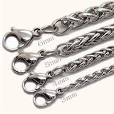 Coverwin 3MM-8MM STAINLESS STEEL TWIST CHAIN NECKLACE FOR MEN Punk Neck Jewelry Accessories Male Thick LONG CHAINS