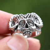 Coverwin New Design Metal Punk Roll Horns Skull Men's Ring Retro Fashion Trend Hip Hop Rock Style Party Popular Jewelry Creative Gift