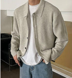 Coverwin Lapel Button-down Knitted Cardigan