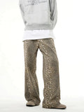 Coverwin 2024 New Fashion Pants Men's trendy Y2K men styleLeopard Print Jeans0315