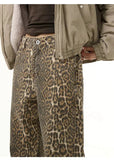 Coverwin 2024 New Fashion Pants Men's trendy Y2K men styleLeopard Print Jeans0315